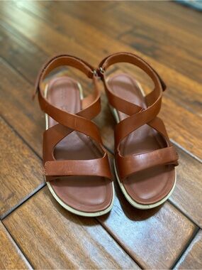 Ecco Brown Leather Sandals - size 8